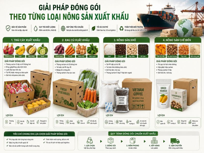 Giải pháp đóng gói theo từng loại nông sản xuất khẩu