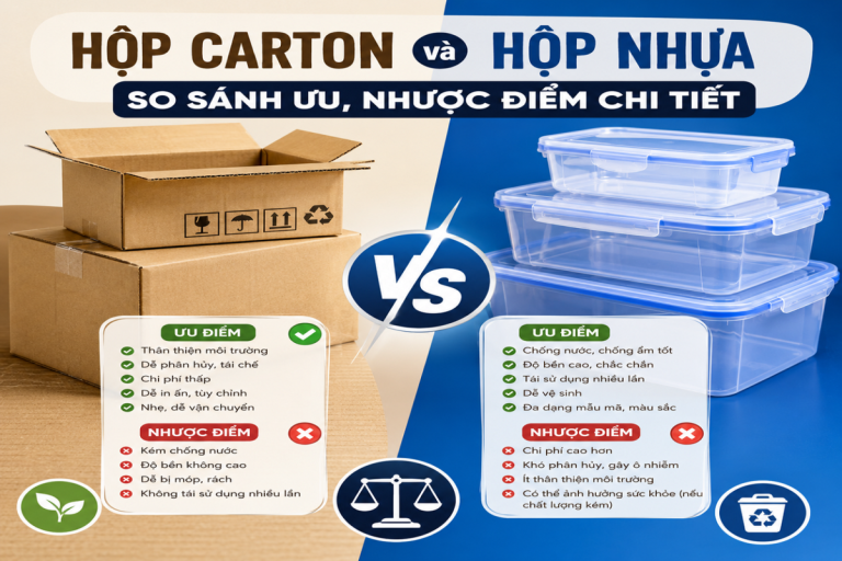 Hộp carton và hộp nhựa: So sánh ưu, nhược điểm chi tiết