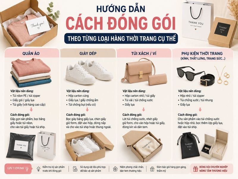 Hướng dẫn cách đóng gói theo từng loại hàng thời trang cụ thể