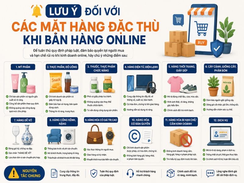 Lưu ý đối với các mặt hàng đặc thù khi bán hàng online