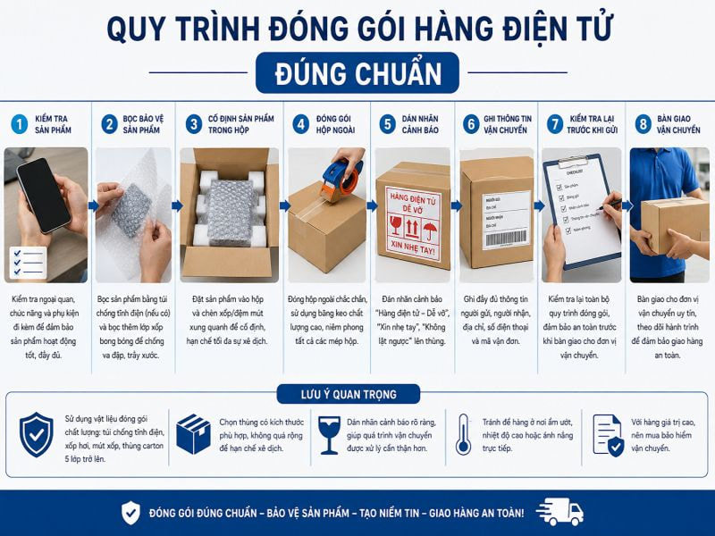 Quy trình đóng gói hàng điện tử đúng chuẩn
