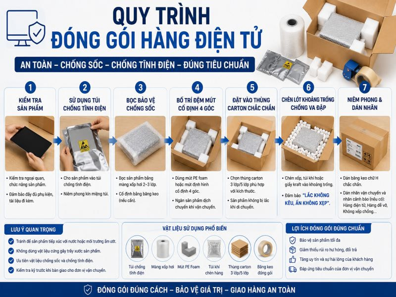 Quy trình đóng gói hàng hóa an toàn, đúng tiêu chuẩn 10 Quy trình đóng gói hàng điện tử