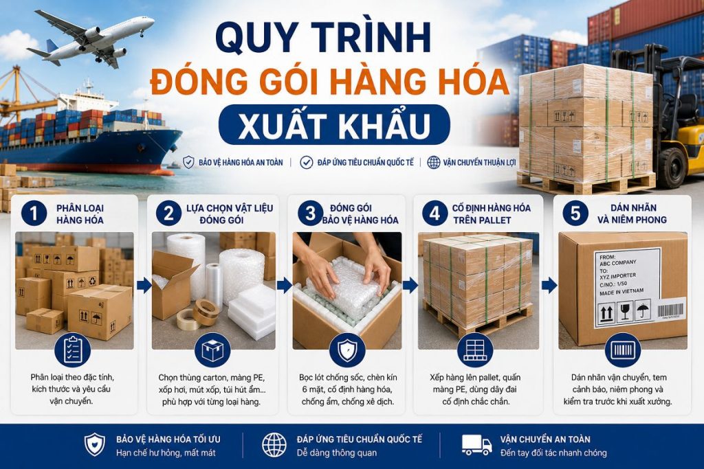 Quy trình đóng gói hàng hóa xuất khẩu