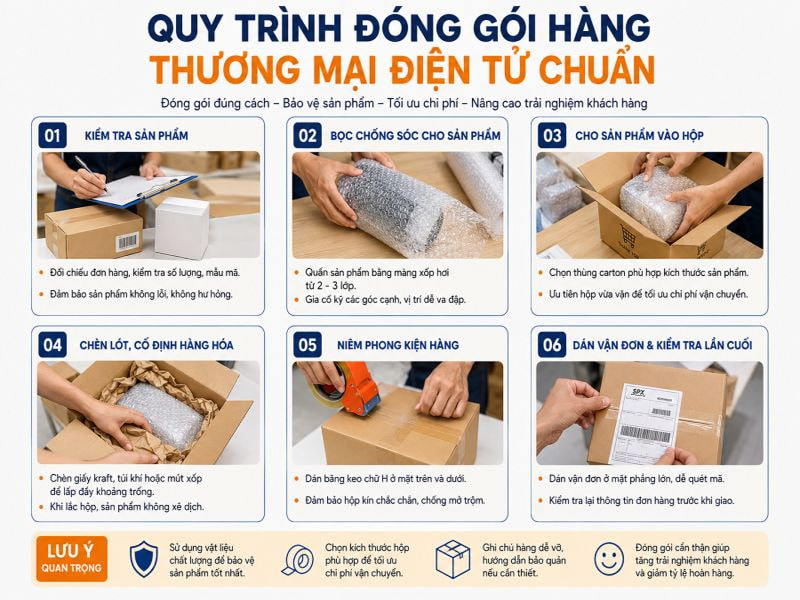 Quy trình đóng gói hàng thương mại điện tử chuẩn