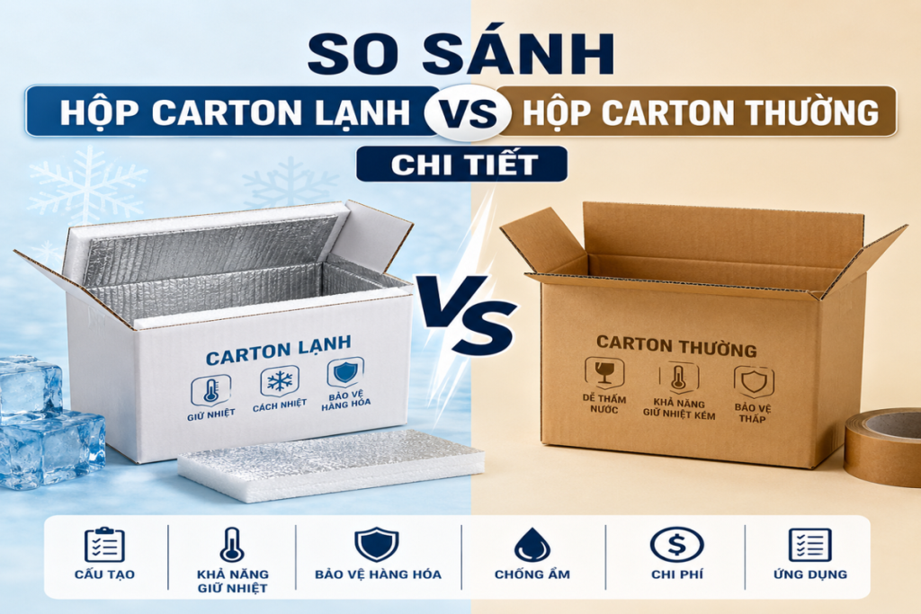 So sánh hộp carton lạnh và hộp carton thường chi tiết