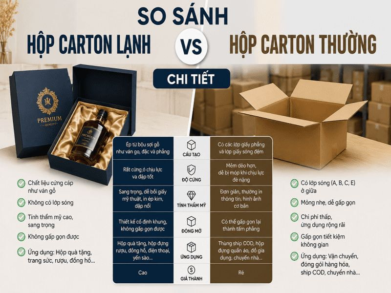 Hộp carton lạnh và hộp carton thường - Nên chọn loại nào? 10 So sánh hộp carton lạnh và hộp carton thường chi tiết