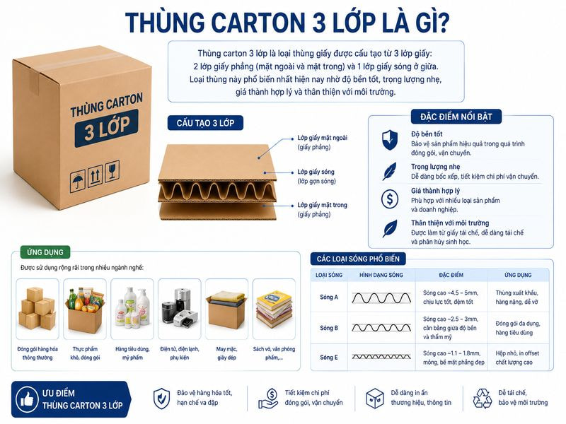 Thùng carton 3 lớp là gì?