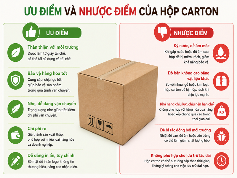Hộp carton và hộp nhựa: So sánh ưu, nhược điểm chi tiết 10 Ưu điểm và nhược điểm của hộp carton