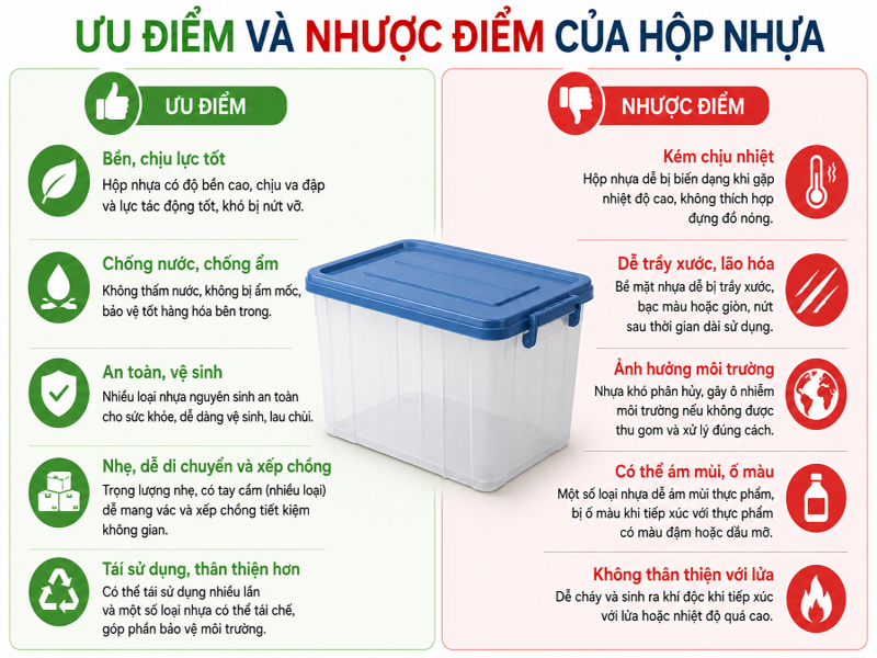 Hộp carton và hộp nhựa: So sánh ưu, nhược điểm chi tiết 11 Ưu điểm và nhược điểm của hộp nhựa