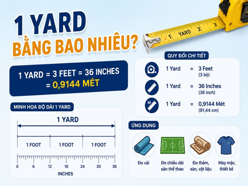 1 Yard bằng bao nhiêu?