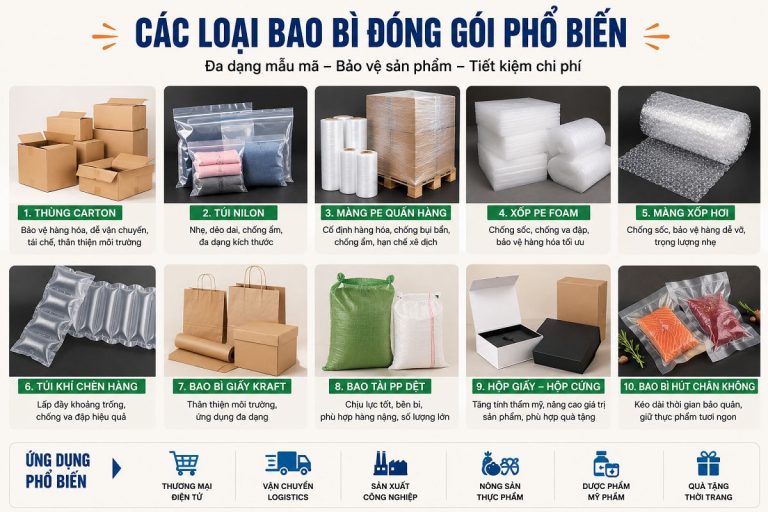 Các loại bao bì đóng gói phổ biến