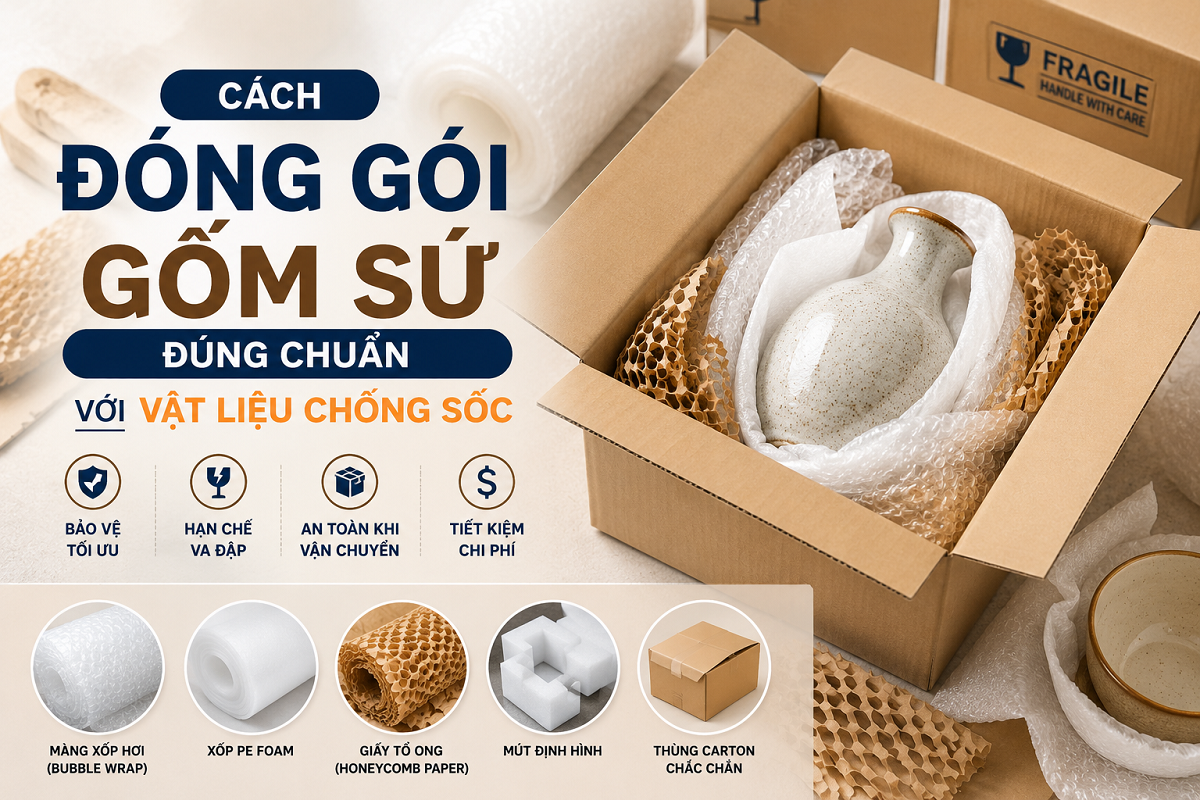 Cách đóng gói gốm sứ đúng chuẩn với vật liệu chống sốc