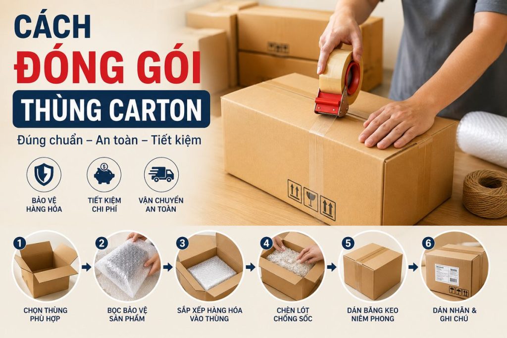 Cách đóng gói thùng carton đúng chuẩn, an toàn khi vận chuyển