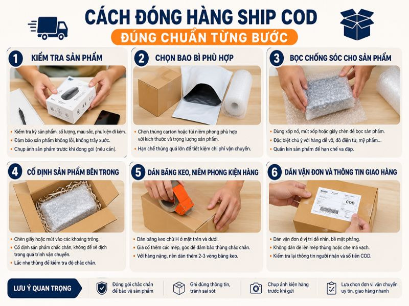 Cách đóng hàng ship COD đúng chuẩn từng bước