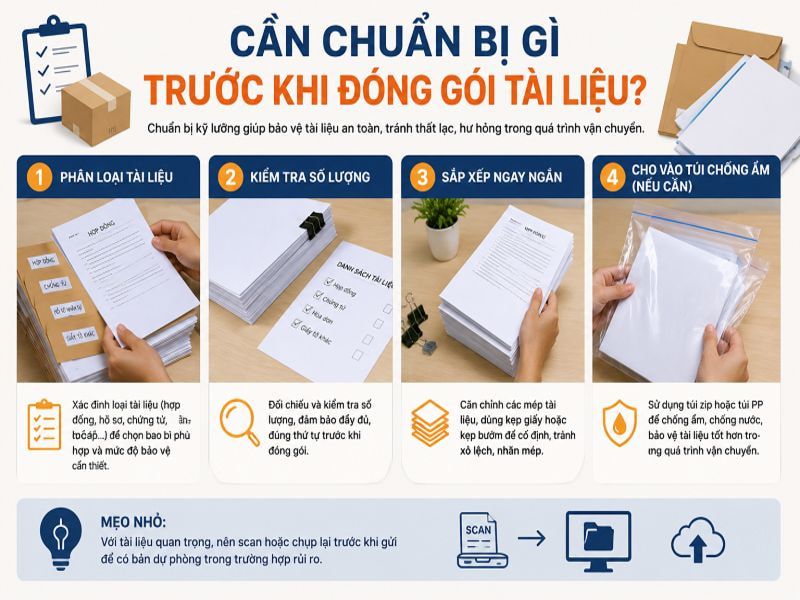 Cần chuẩn bị gì trước khi đóng gói tài liệu?