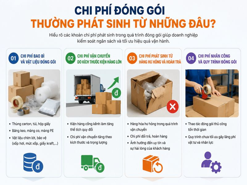 Chi phí đóng gói thường phát sinh từ những đâu?