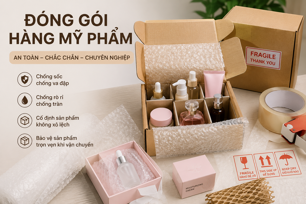 Đóng gói hàng mỹ phẩm