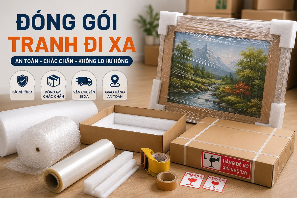Đóng gói tranh đi xa