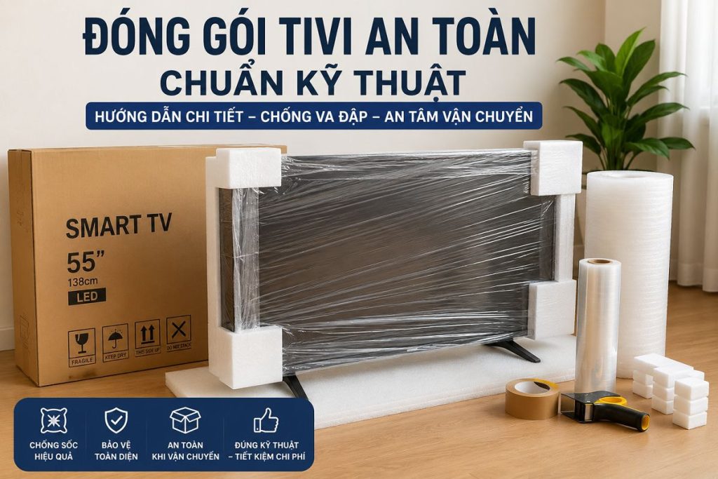Hướng dẫn 6 bước đóng gói tivi gửi đi xa an toàn từ A-Z 1 Hướng dẫn 6 bước đóng gói tivi gửi đi xa an toàn từ A-Z
