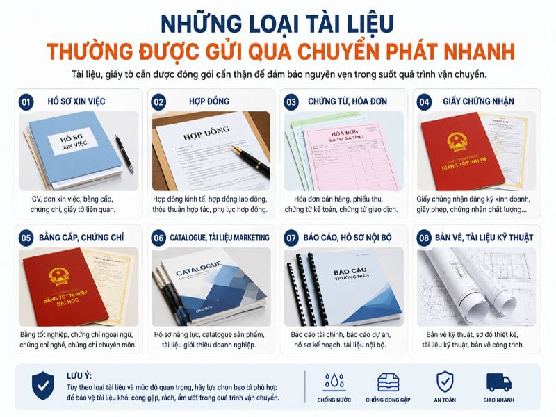 Những loại tài liệu thường được gửi qua chuyển phát nhanh