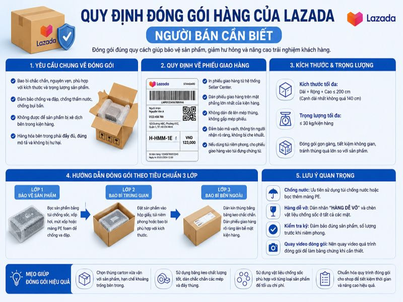 Quy định đóng gói hàng của Lazada người bán cần biết