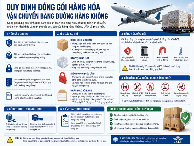 Quy định đóng gói hàng hóa vận chuyển bằng đường hàng không