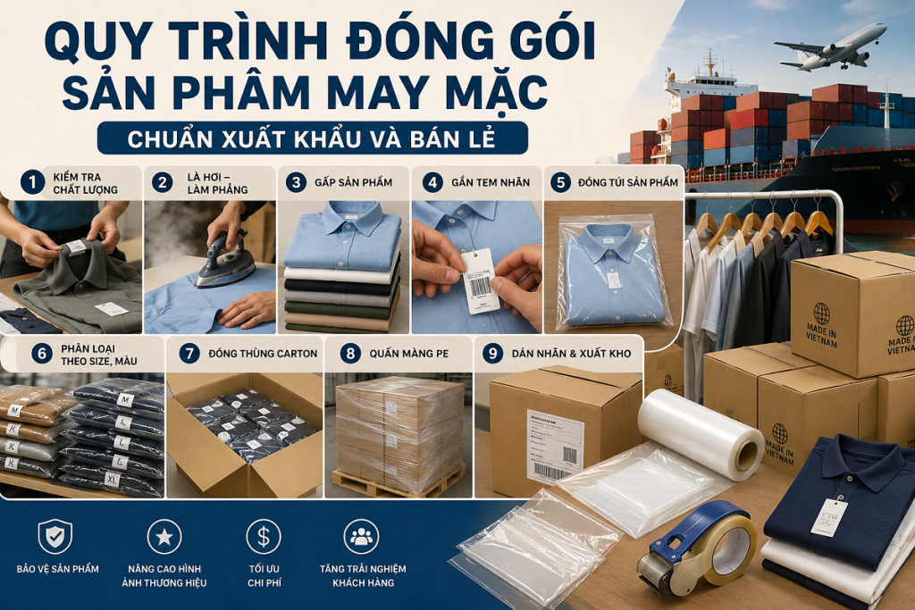 Quy trình đóng gói sản phẩm may mặc chuẩn xuất khẩu và bán 1 Quy trình đóng gói sản phẩm may mặc chuẩn xuất khẩu và bán