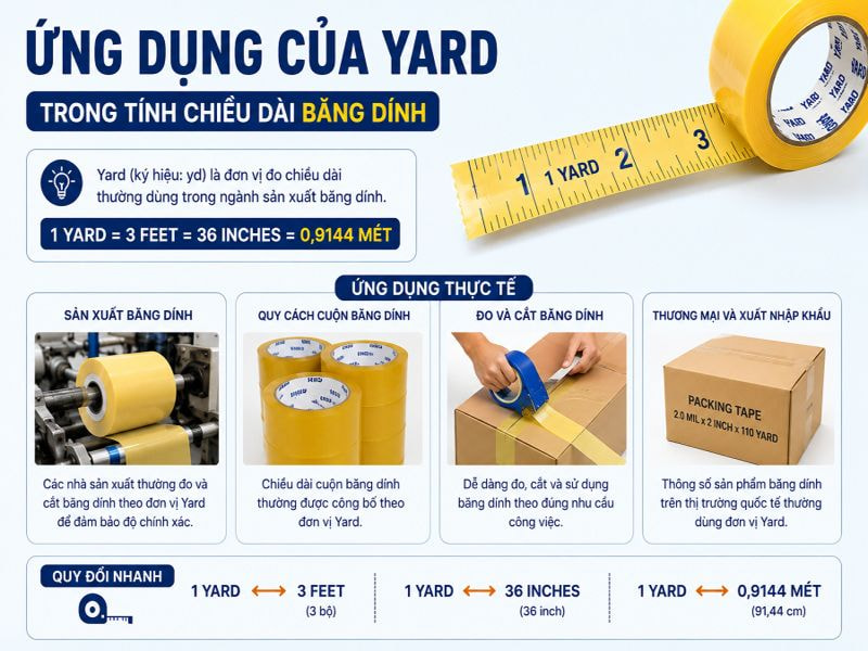 Ứng dụng của Yard trong tính chiều dài băng dính