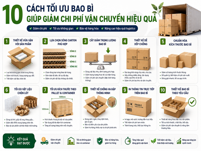 10 cách tối ưu bao bì giúp giảm chi phí vận chuyển hiệu quả