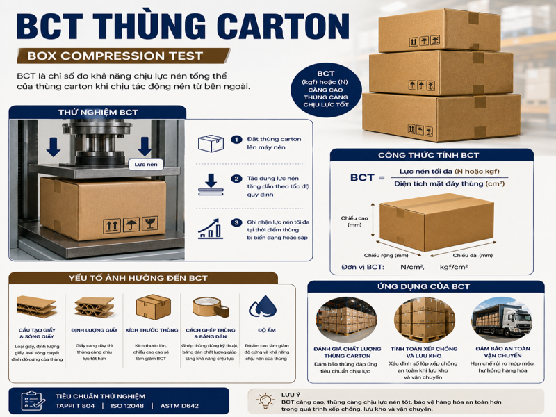 Độ bục và độ nén thùng carton: Khác nhau như thế nào? 9 BCT thùng carton