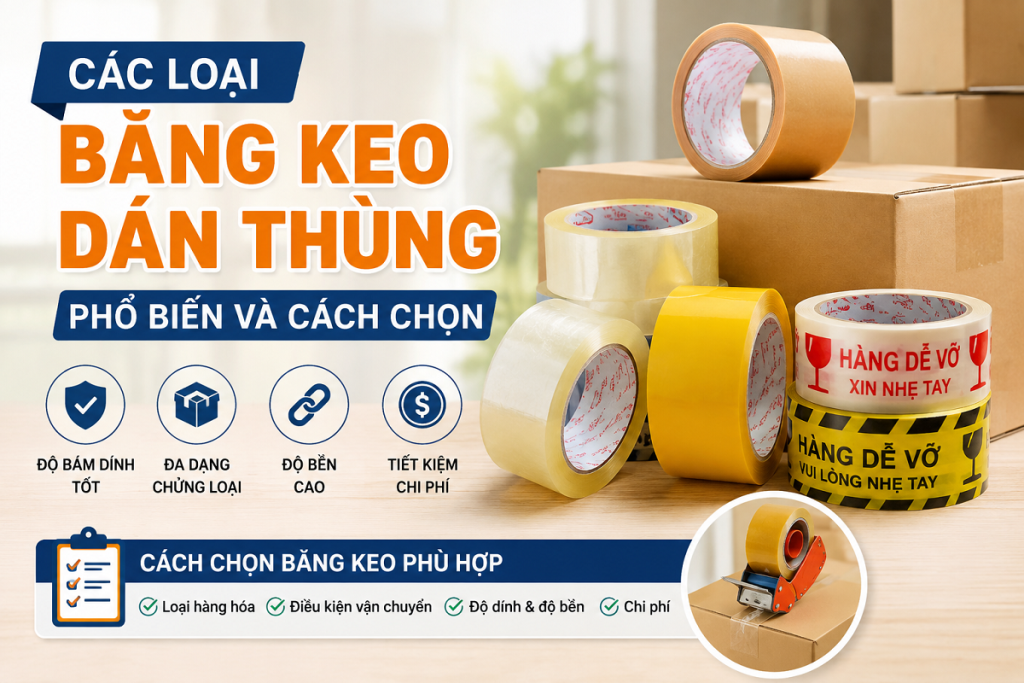 Các loại băng keo dán thùng phổ biến và cách chọn