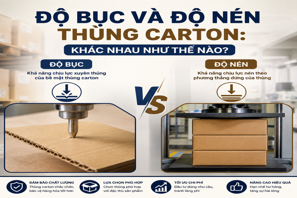 Độ bục và độ nén thùng carton Khác nhau như thế nào