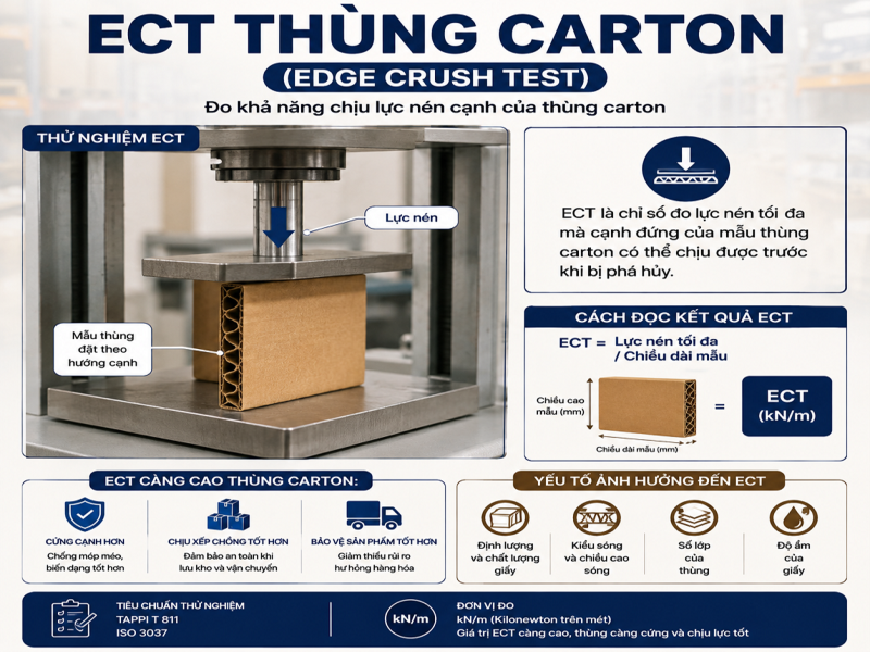 Độ bục và độ nén thùng carton: Khác nhau như thế nào? 8 ECT thùng carton
