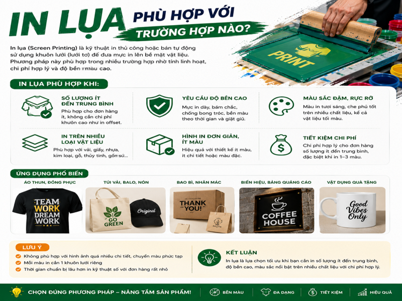 In lụa phù hợp với trường hợp nào?