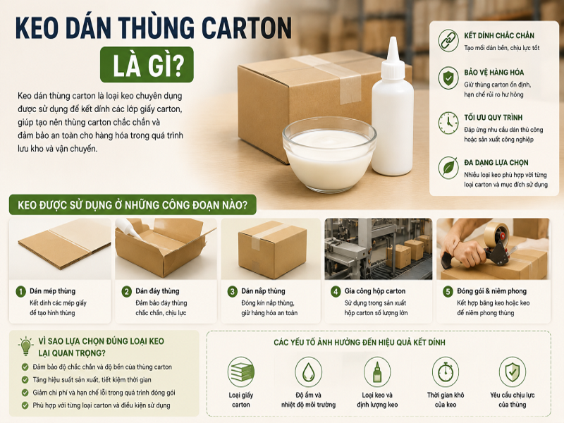 Các loại keo dán thùng carton phổ biến và cách chọn 8 Keo dán thùng carton là gì?