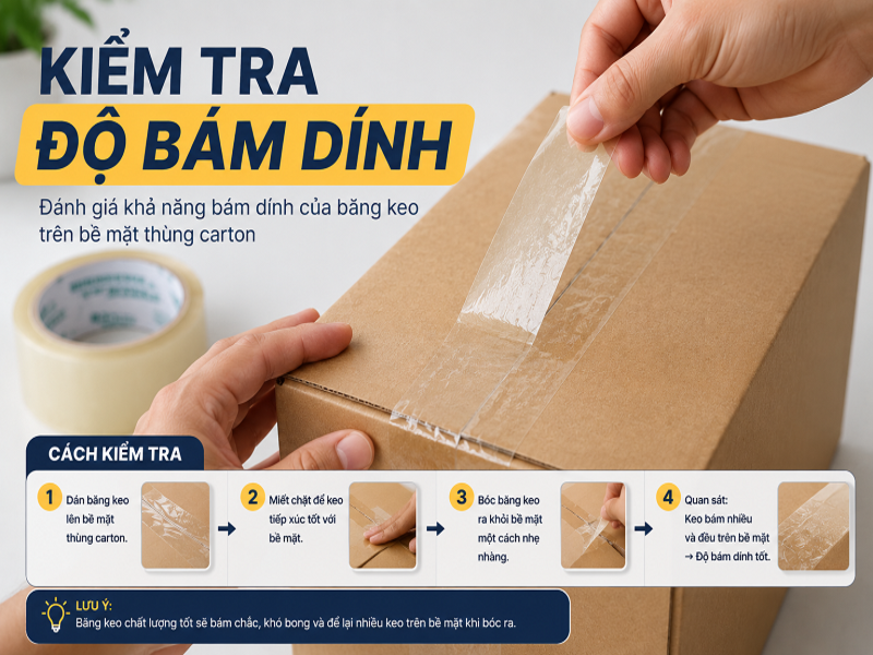 Đánh giá băng keo chất lượng như thế nào? Tiêu chí cần biết 8 Kiểm tra độ bám dính