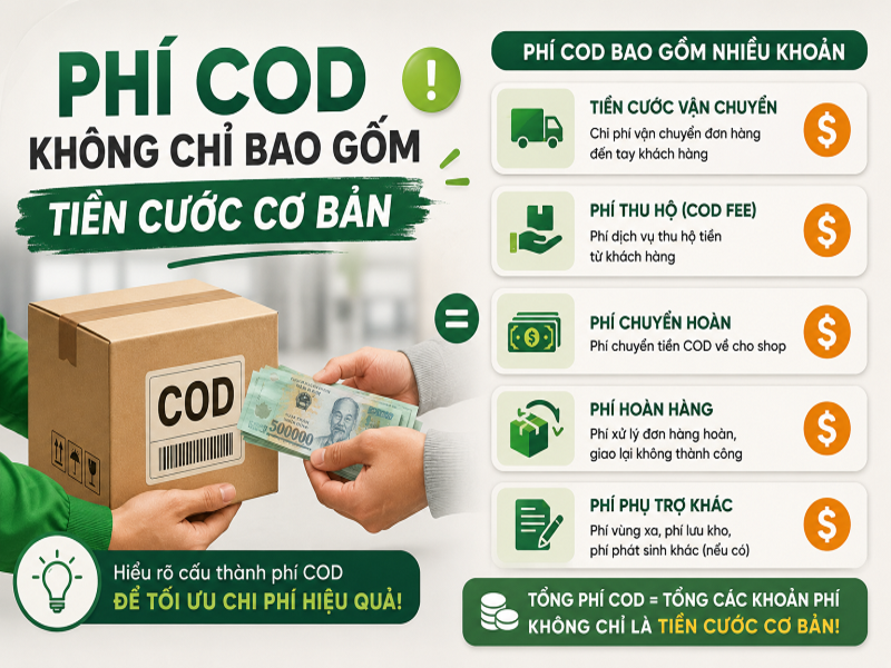 Tối ưu 30% chi phí vận chuyển COD: Cách giảm phí ship hiệu quả 9 Phí COD không chỉ bao gồm tiền cước cơ bản