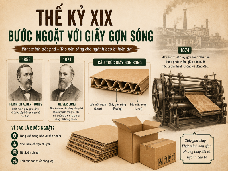 Thế kỷ XIX bước ngoặt với giấy gợn sóng