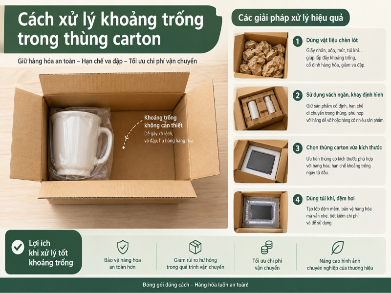 Khoảng trống trong thùng carton có ảnh hưởng gì không? 8 Cách xử lý khoảng trống trong thùng carton