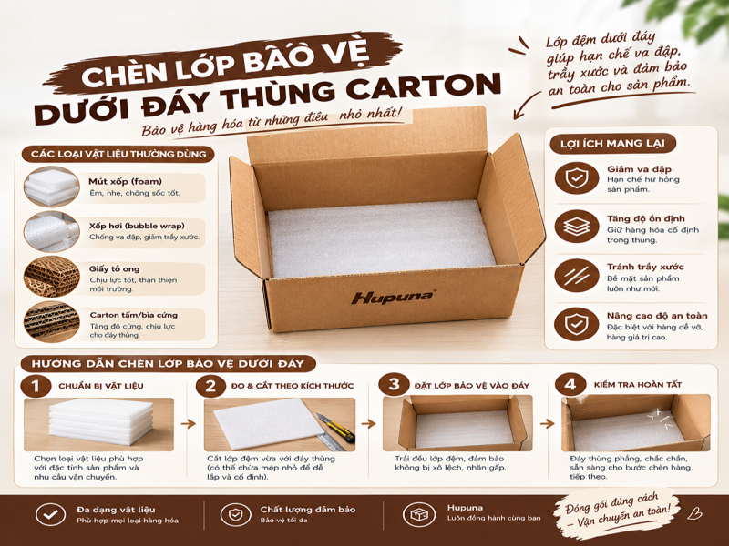 Cách chèn hàng trong thùng carton: Hướng dẫn từ A - Z 9 Chèn lớp bảo vệ dưới đáy