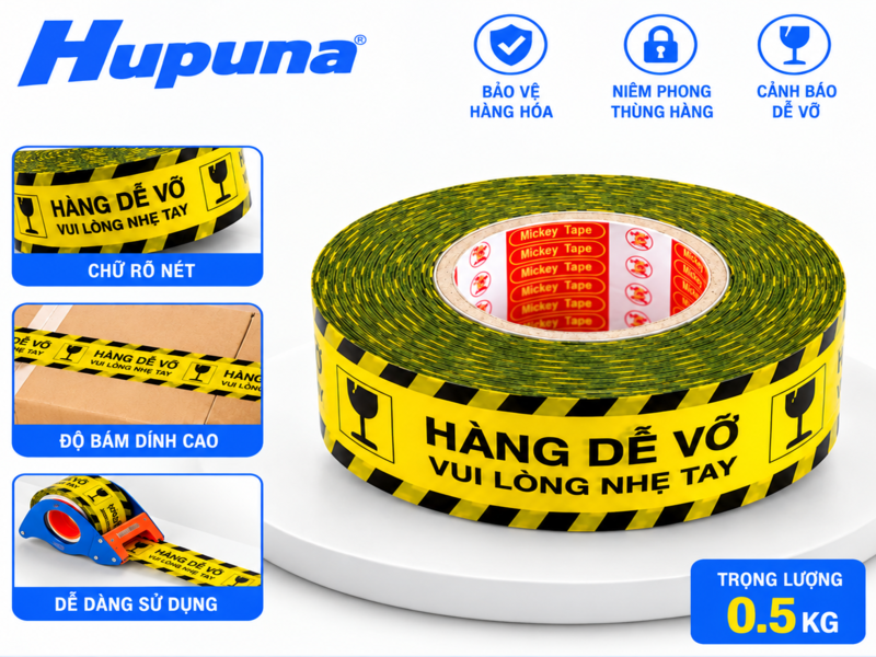 Cuộn băng keo trọng lượng 0.5kg của Hopcartondonghang.com