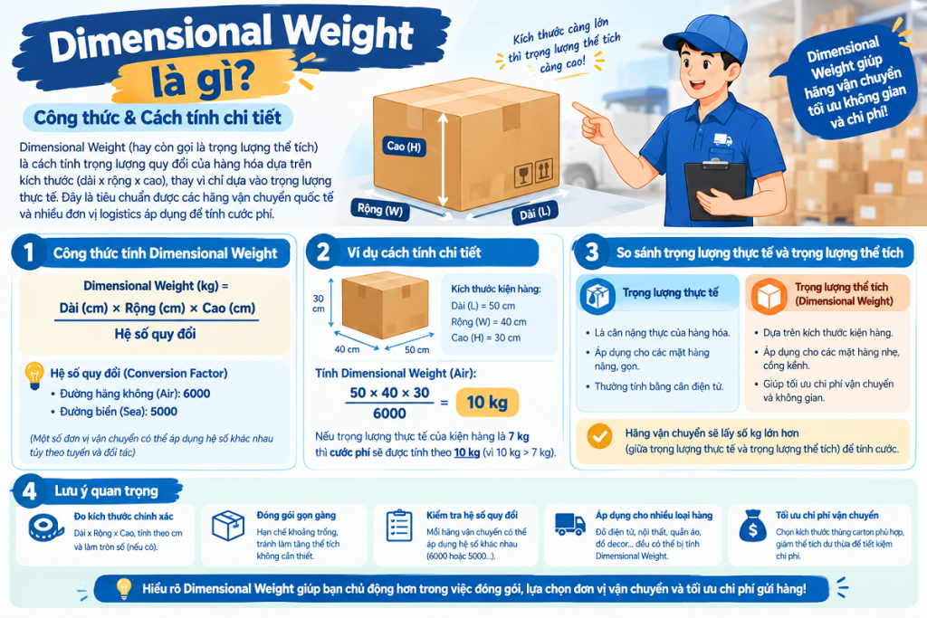 Dimensional Weight là gì Công thức & Cách tính chi tiết