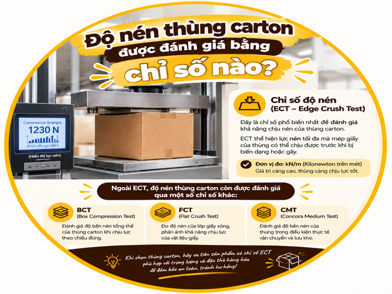 Độ nén thùng carton là gì? Cách chọn thùng chịu lực chuẩn xác 8 Độ nén thùng carton được đánh giá bằng chỉ số nào?