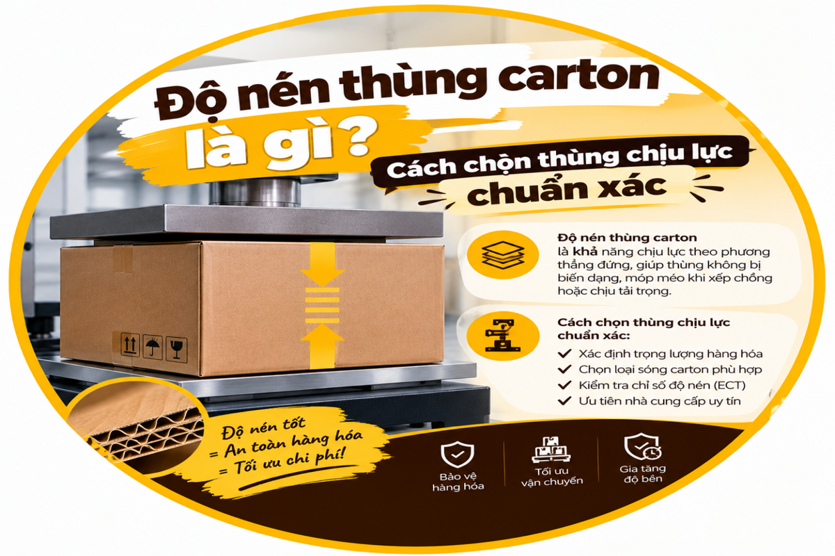 Độ nén thùng carton là gì Cách chọn thùng chịu lực chuẩn xác