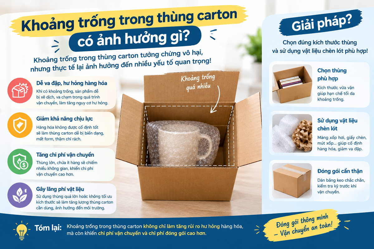Khoảng trống trong thùng carton có ảnh hưởng gì