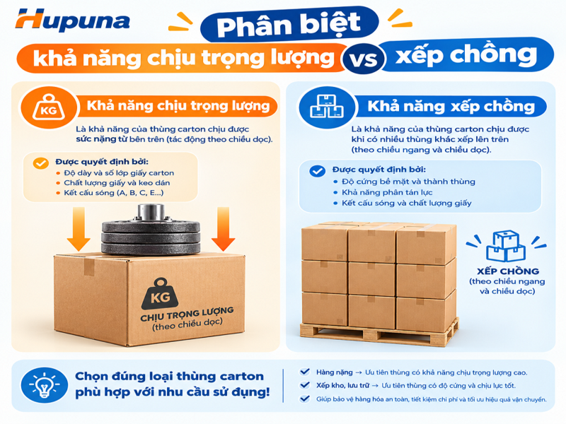 Phân biệt khả năng chịu trọng lượng vs xếp chồng