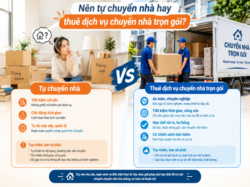 Nên tự chuyển nhà hay thuê dịch vụ chuyển nhà trọn gói?